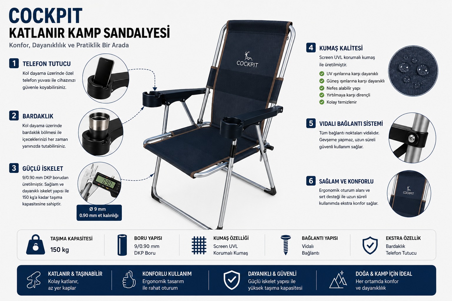 Cockpit Katlanır Kamp Sandalyesi